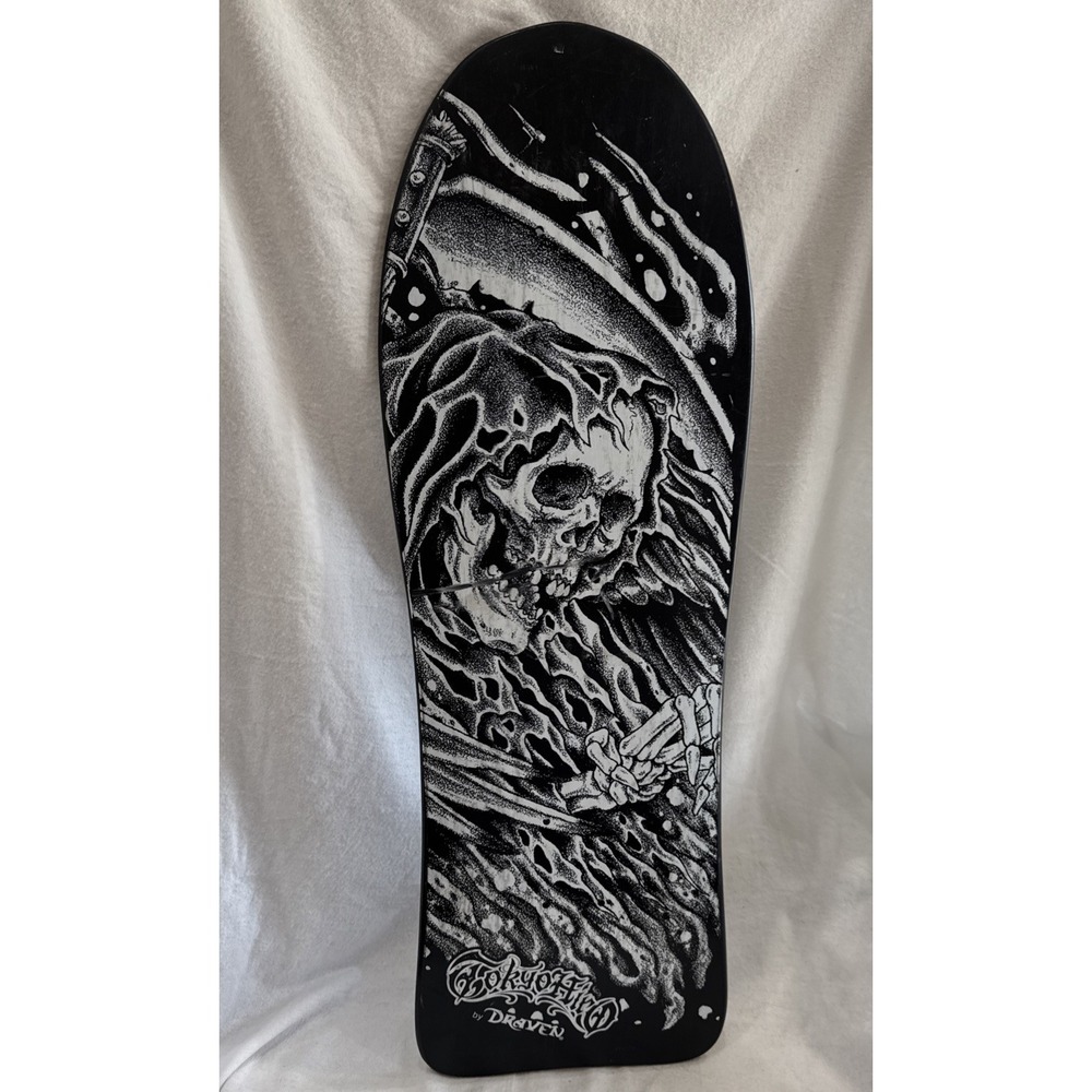 Tokyo Hiro By Draven Skateboard Deck Longboard Grim Reaper Skull Black White 30"
